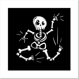 Dancing Skeleton Cartoon Halloween Fun Posters and Art